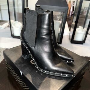 Charles By Charles David Black Ankle Boots with Chain Detail